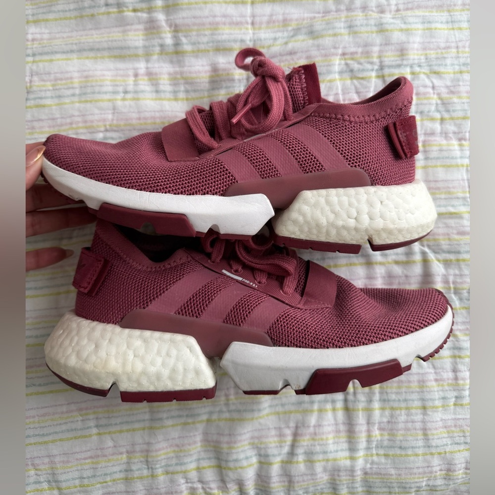 Adidas Pink and White Sneakers with Boost Cushioning